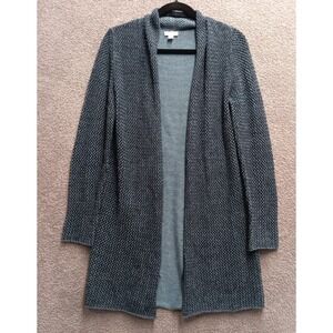 JJill Women's Open Knit Cardigan XS Blue Wool Blend Office Boho Layers Beachy